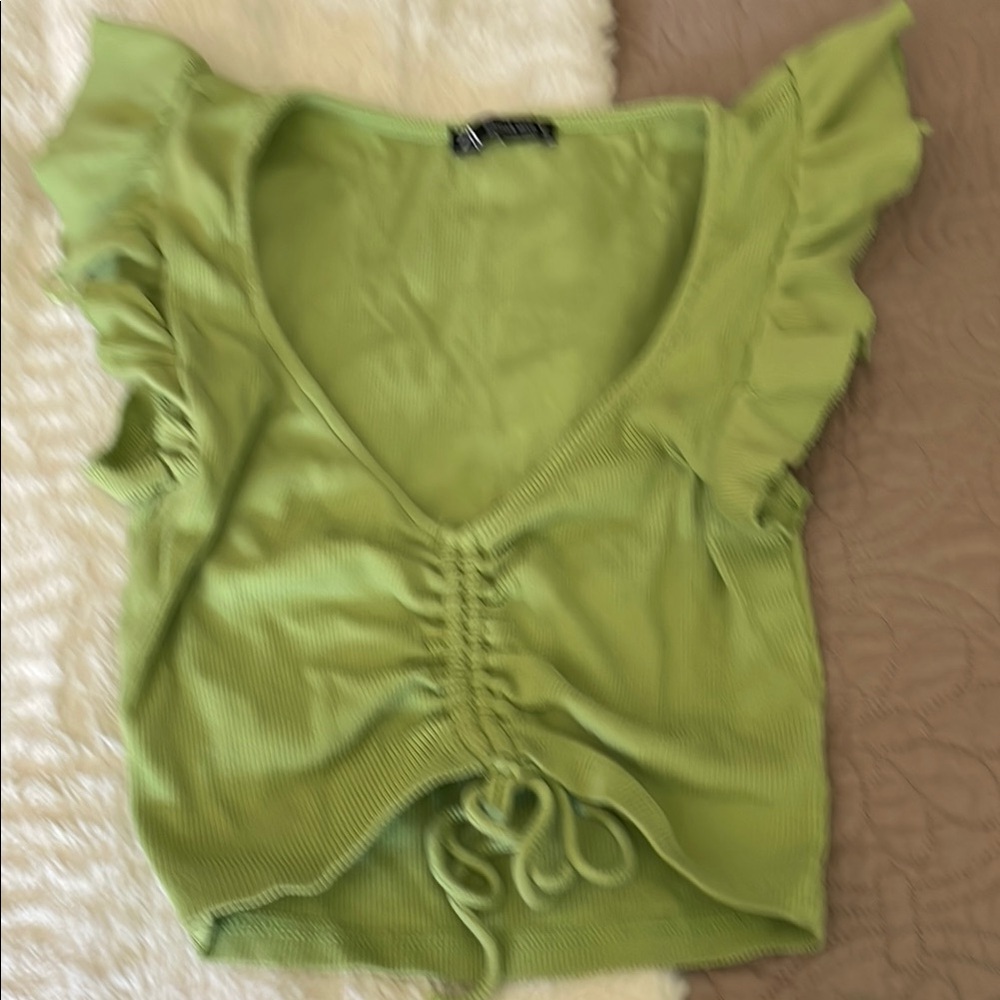 Green Ruffled Women's Top